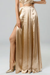 Gold Modal Satin One-Shoulder Gown