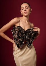 SWART EN GOUD PALJETTER TOP