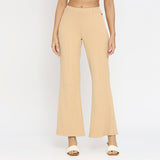 Beige Rib Set Top & Broek