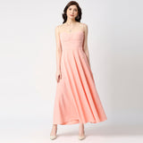 Peach Anckle Length Dress
