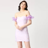 Lilac Bodycon Dress with Ruffle Sleeves