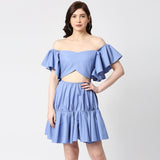 Blue Cut-Out  Dress