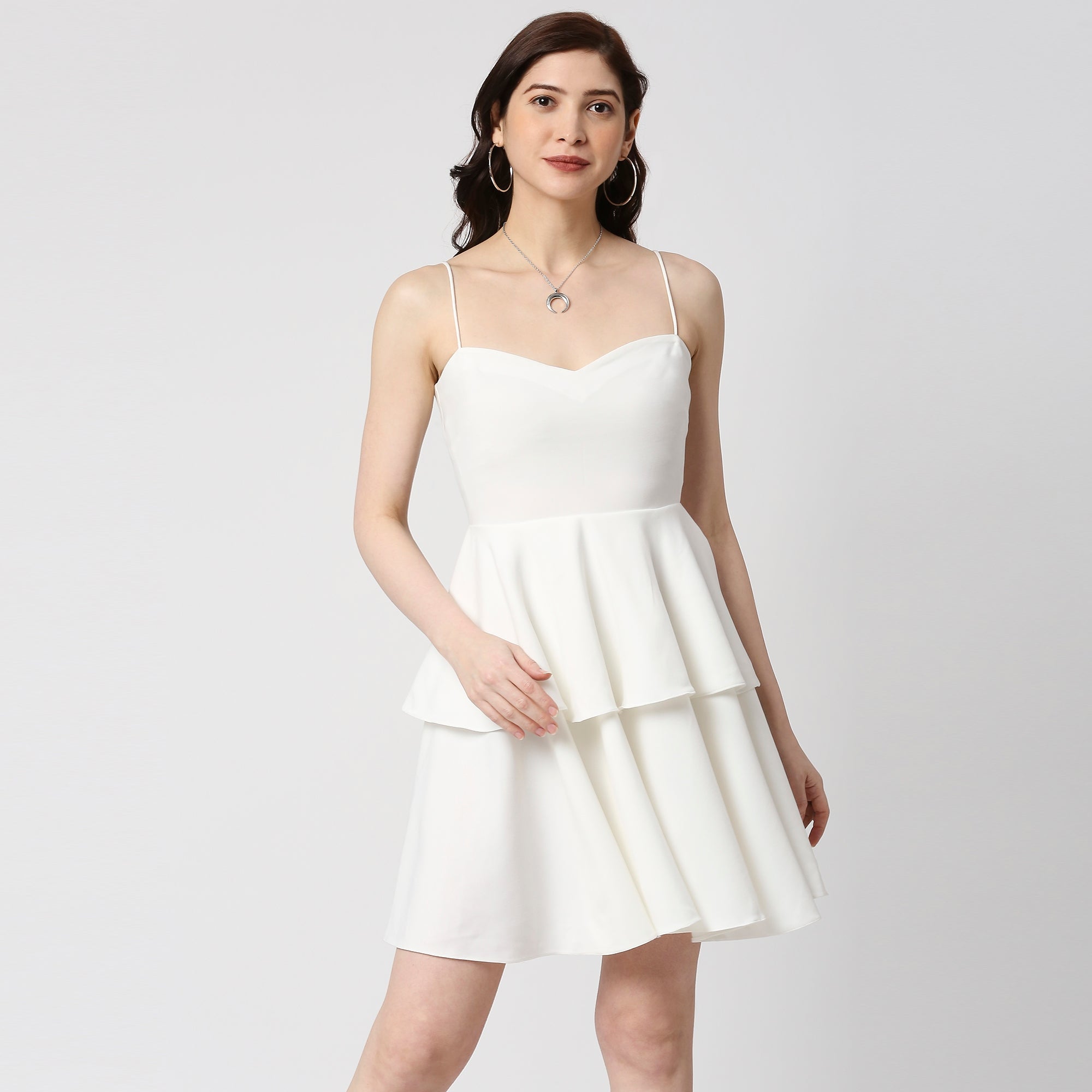 White Sleeveless Ruffle Dress