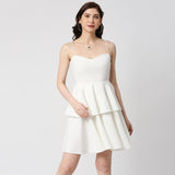 White Sleeveless Ruffle Dress