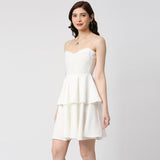 White Sleeveless Ruffle Dress