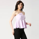 Spaghetti strap front flap lilac top