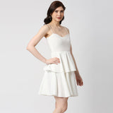 White Sleeveless Ruffle Dress