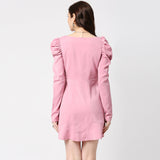 Baby Pink Dress Leg Of Mutton Sleeve Dress