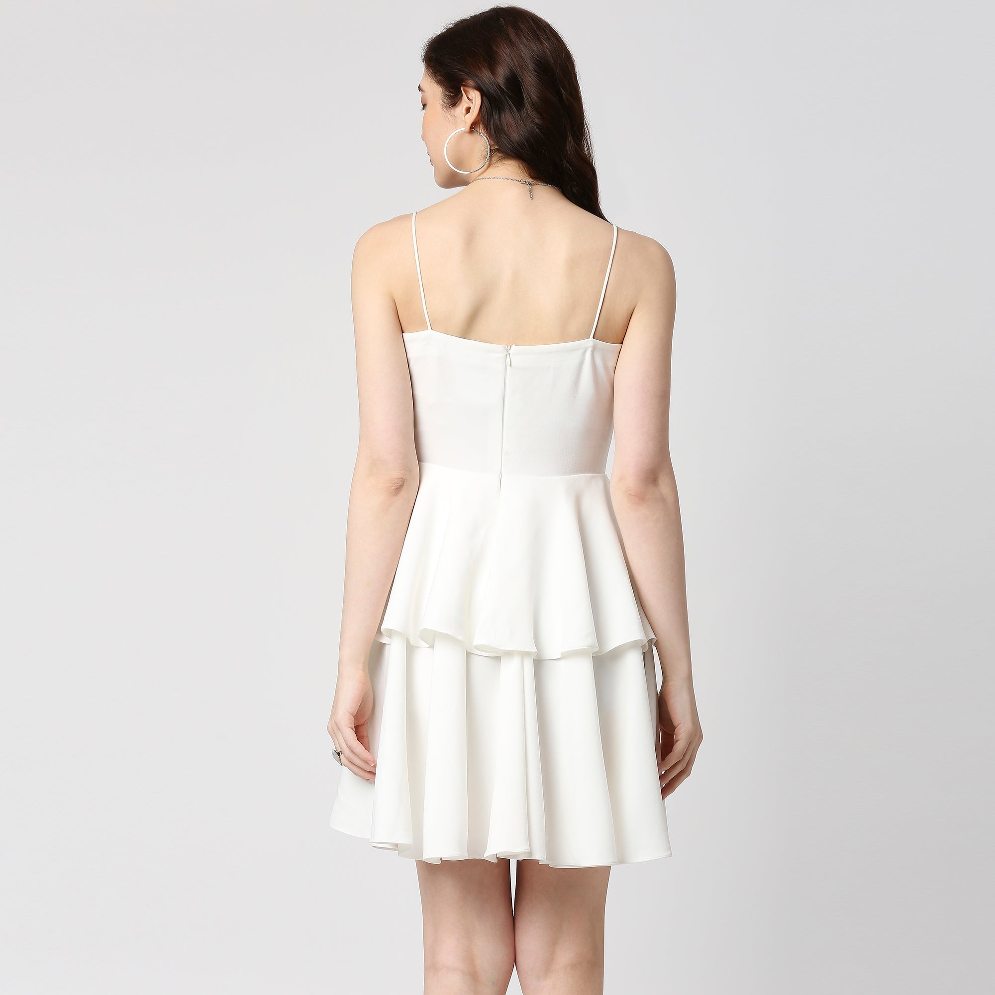 White Sleeveless Ruffle Dress