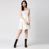 White Sleeveless Ruffle Dress