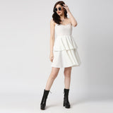 White Sleeveless Ruffle Dress