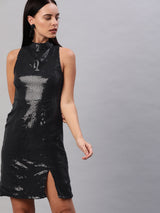 Sheath Black Dress With Sequence