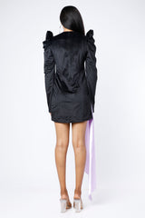 Front Drape Black & Lilac Dress