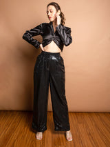 Gedraaide voortop met pailletbroek