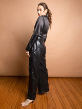 Gedraaide voortop met pailletbroek