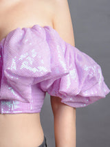 Lila Paillette Ruffle Korset