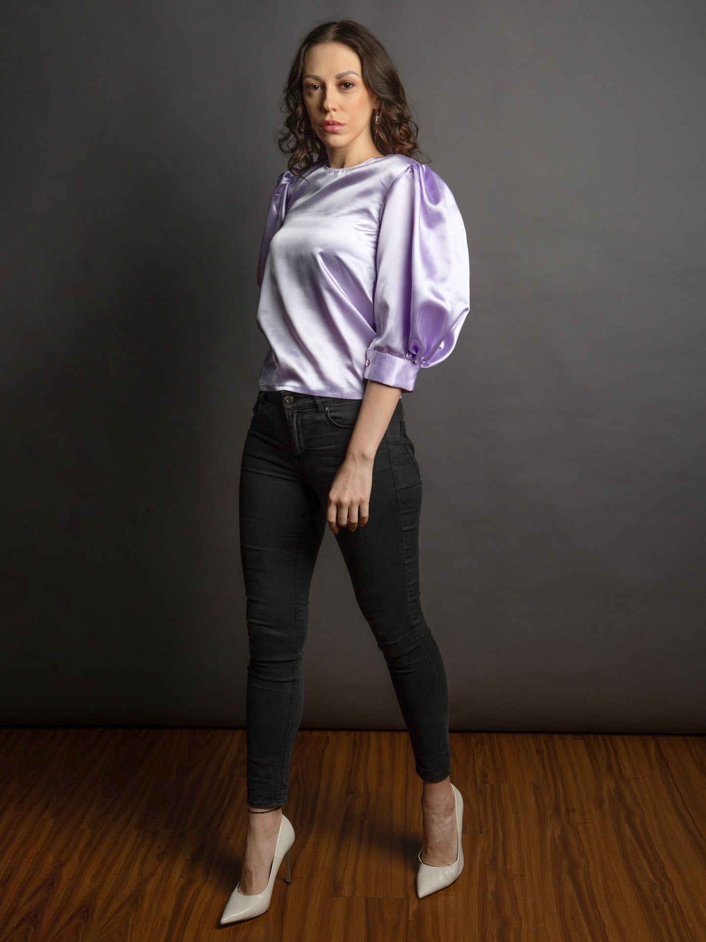 LILAC SATIN TOP