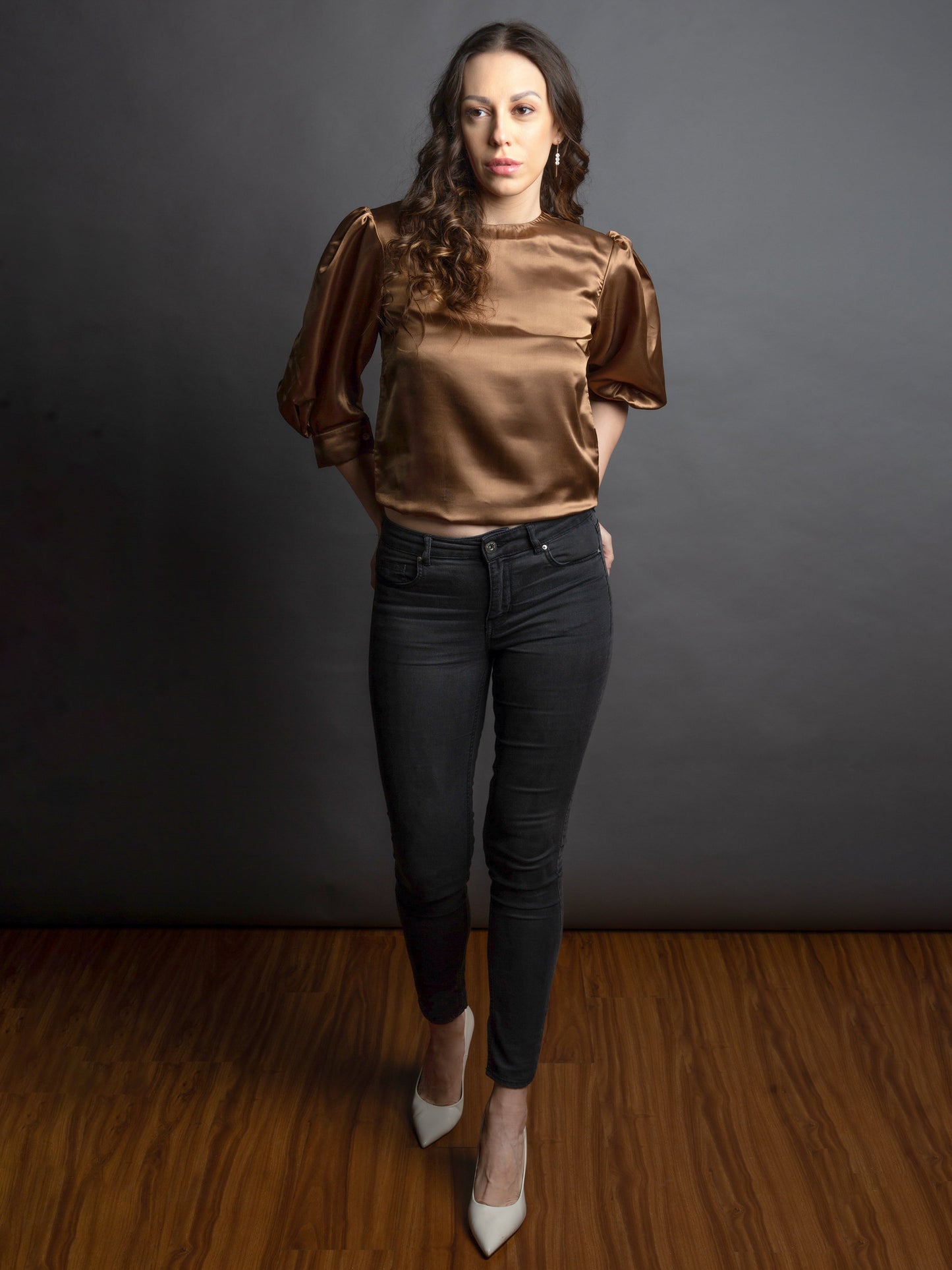 BRONZE SATIN TOP