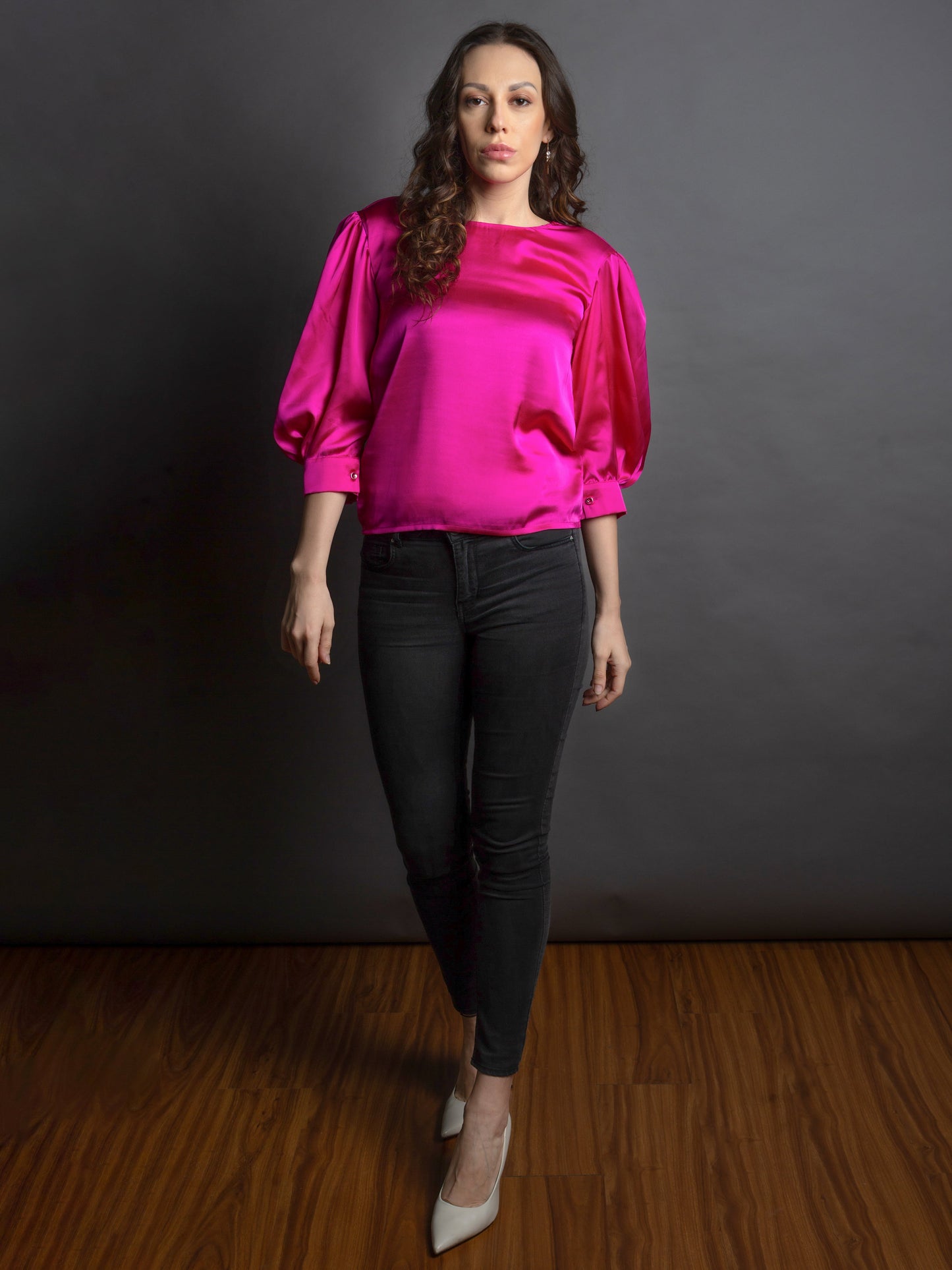 HOT PINK SATIN TOP