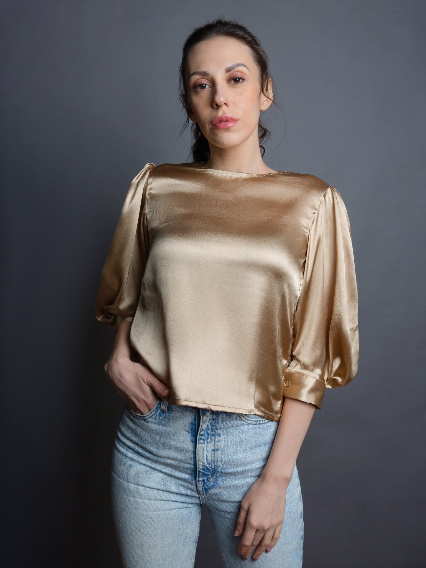 GOLD SATIN TOP