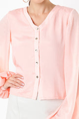 Baloon Sleeve Shirt Pink Top
