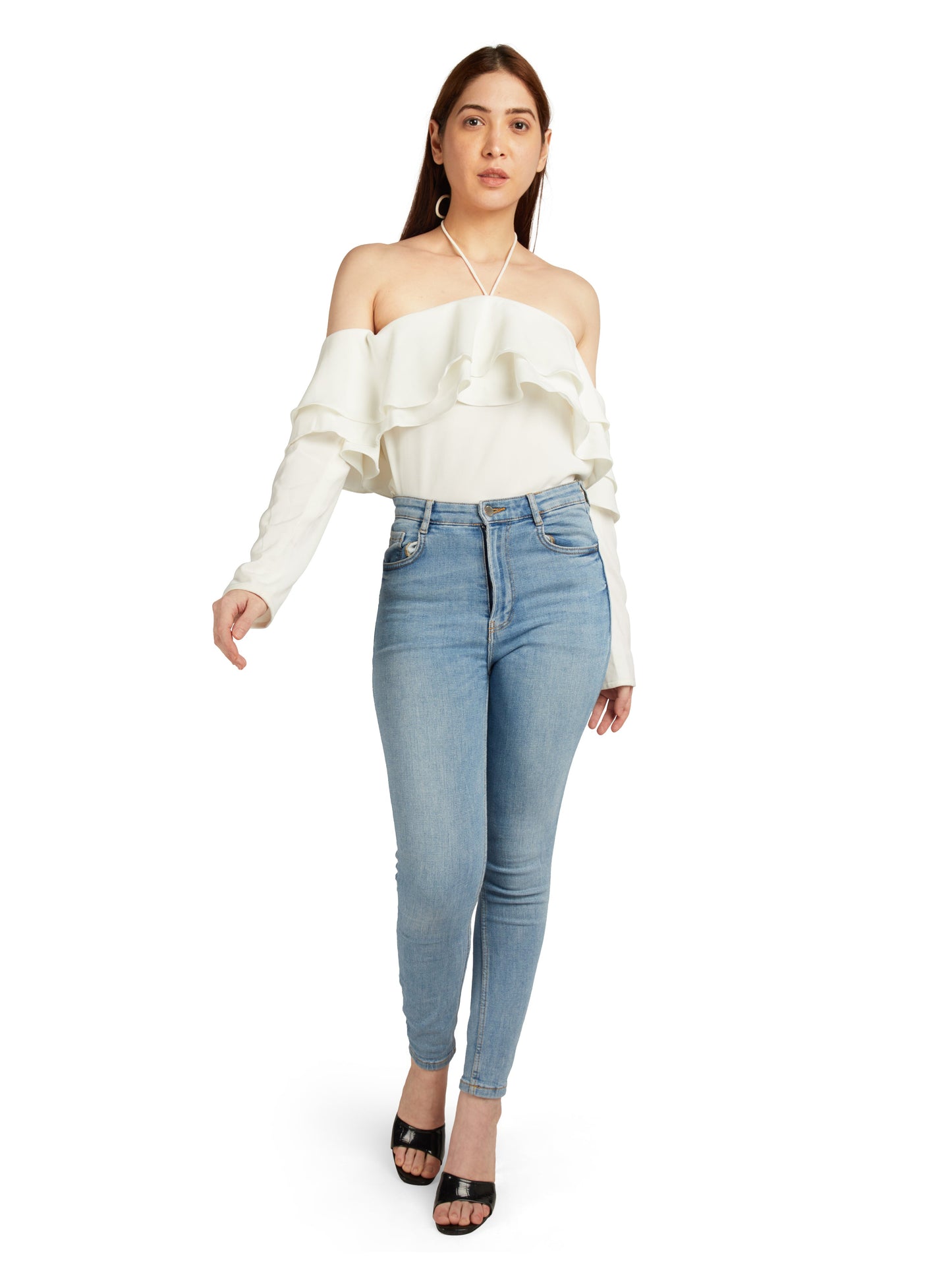 RUFFLE TOP WITH BACK TIE UP