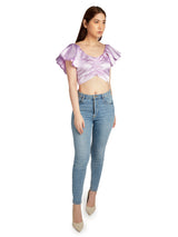 Front Gathered Lilac Crop Top
