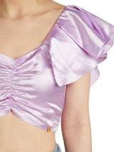 Front Gathered Lilac Crop Top