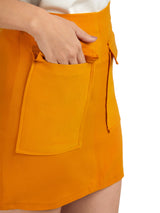 Front Patch Pocket Mustard Skirt