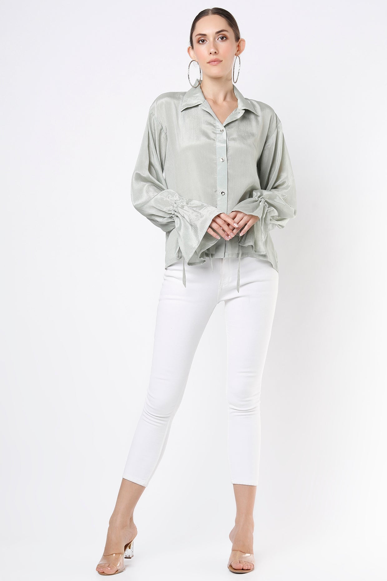 SHIRT WITH RUFFLE SLEEVE
