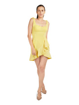 Double Shoulder Ruffle Corset Yellow Dress