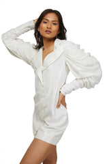 Blazer White Dress With Cowl Sleeve