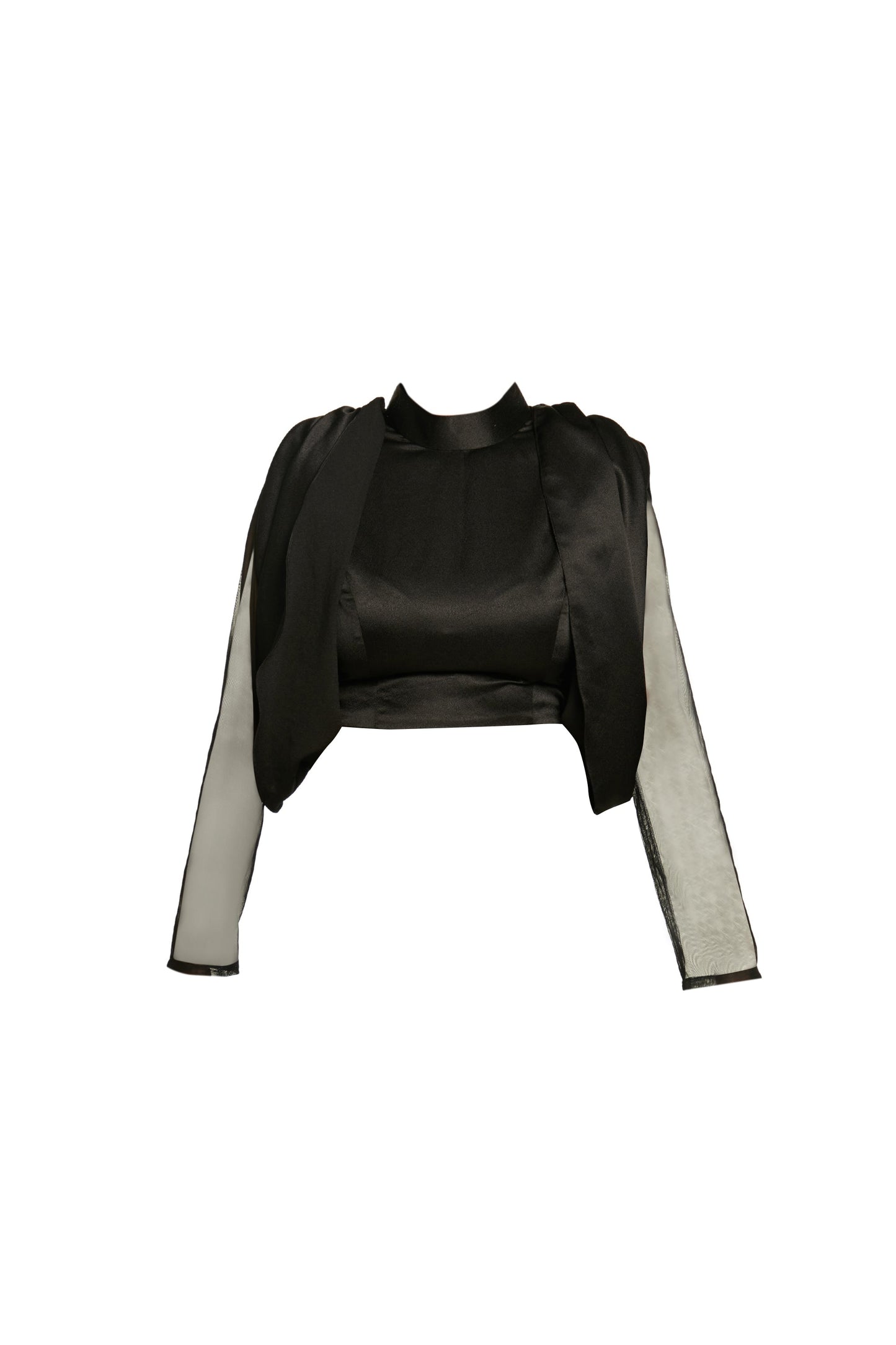 BLACK TOP WITH DRAPE SLEEVE