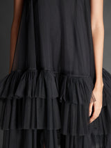 Singlet Swart Drielaag Net Ruffle Rok