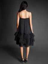 Singlet Swart Drielaag Net Ruffle Rok