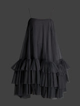 Singlet Swart Drielaag Net Ruffle Rok