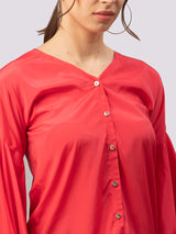 Basic Baloon Sleeve Red Top