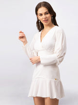 Wrap Fitted White Dress