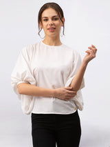 Comfy White Top With Designer Sleeve