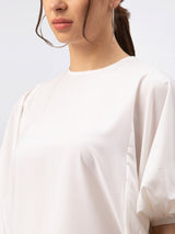 Comfy White Top With Designer Sleeve
