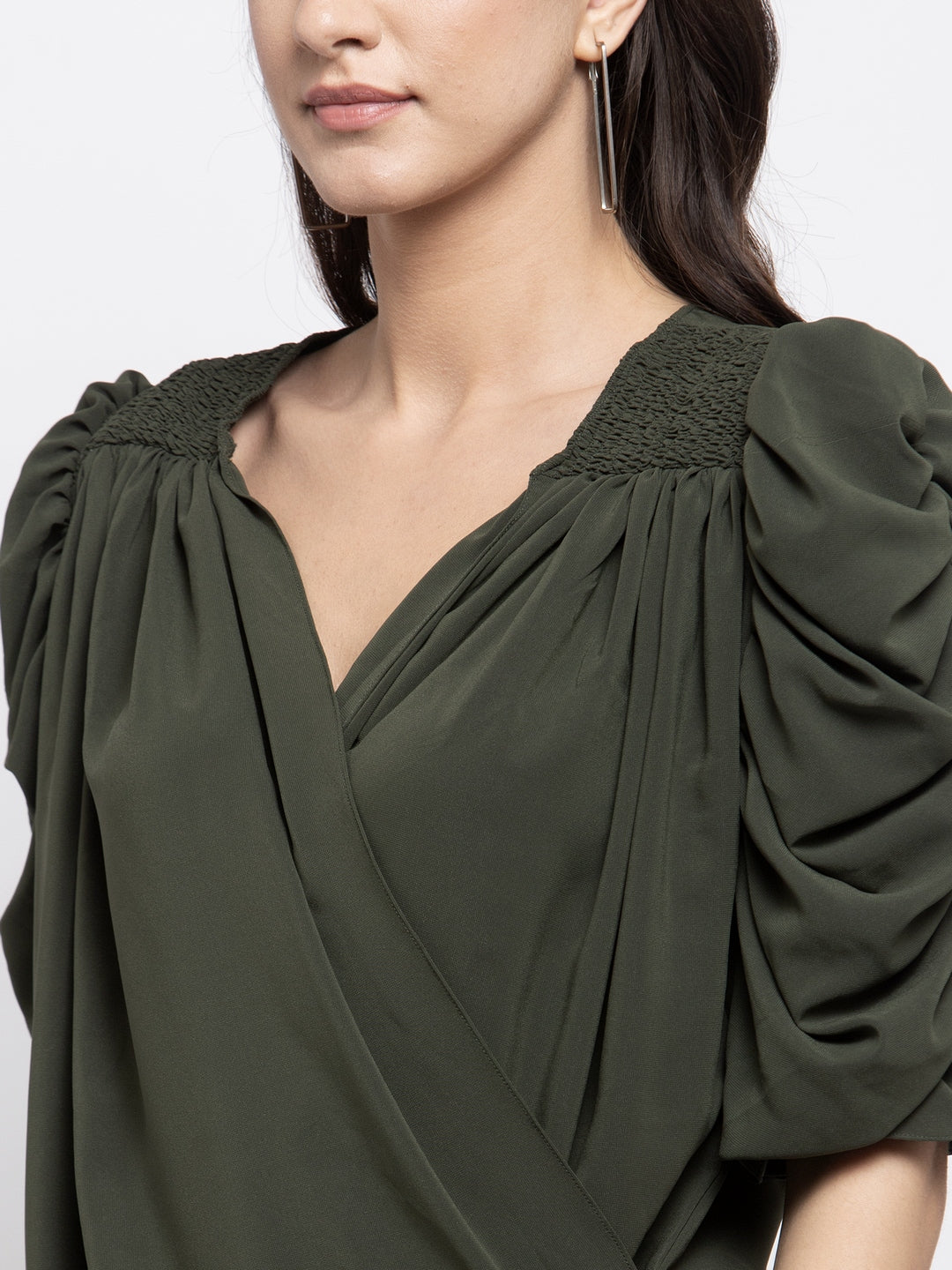 OLIVED GATHER SLEEVE TOP