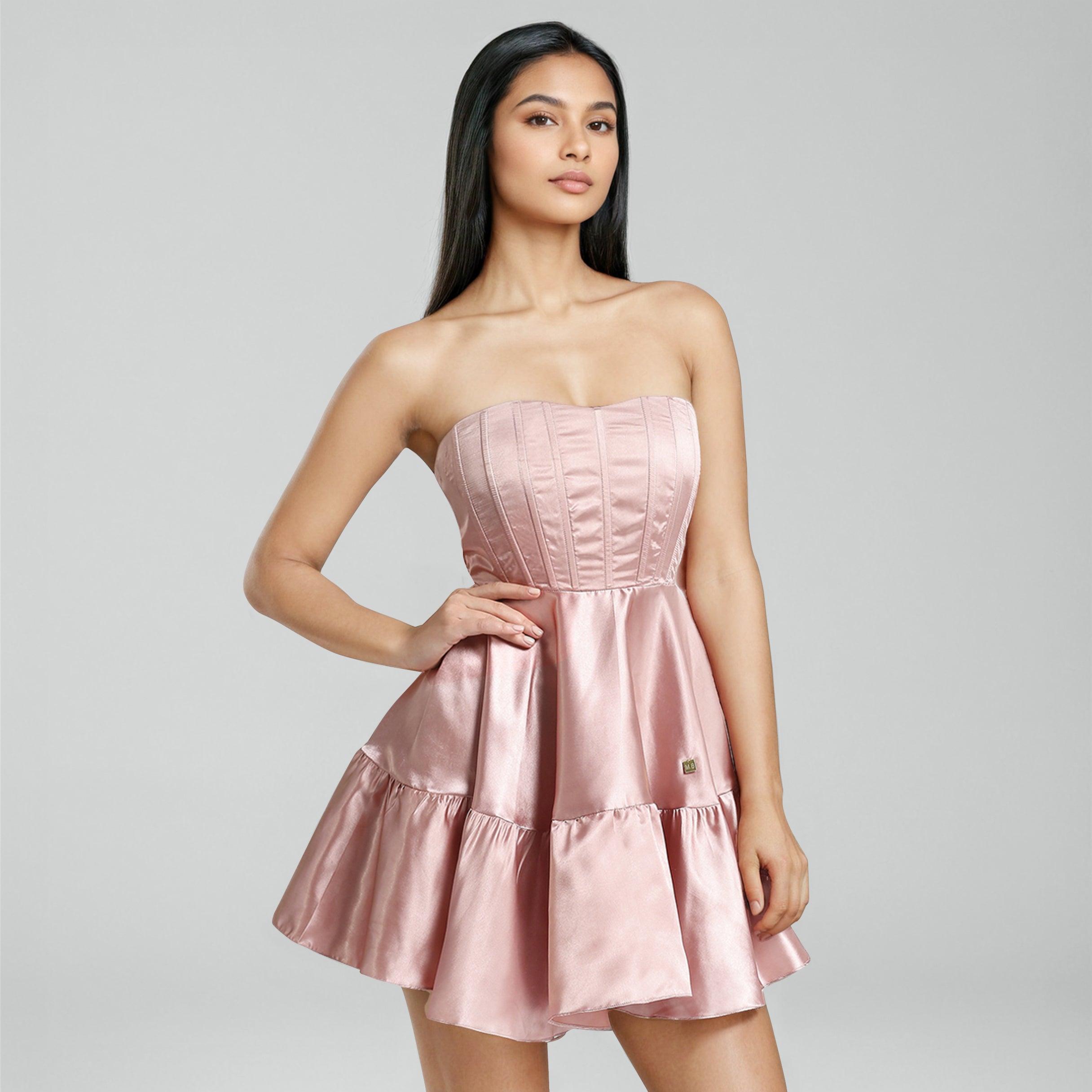 Rose Pink Satin Corset Dress