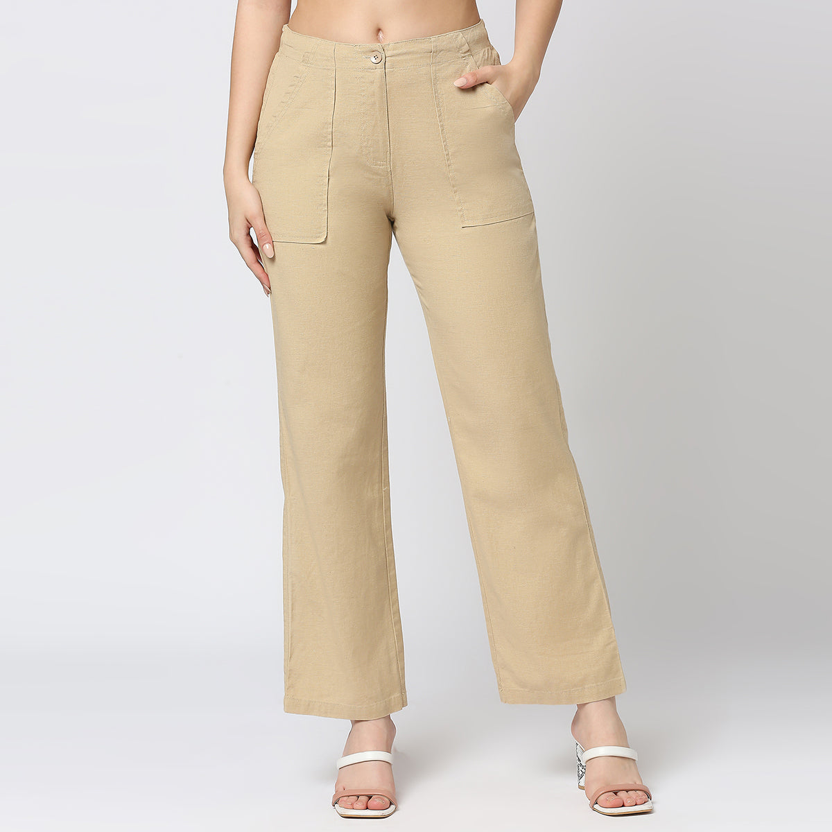 Beige Cotton Trouser