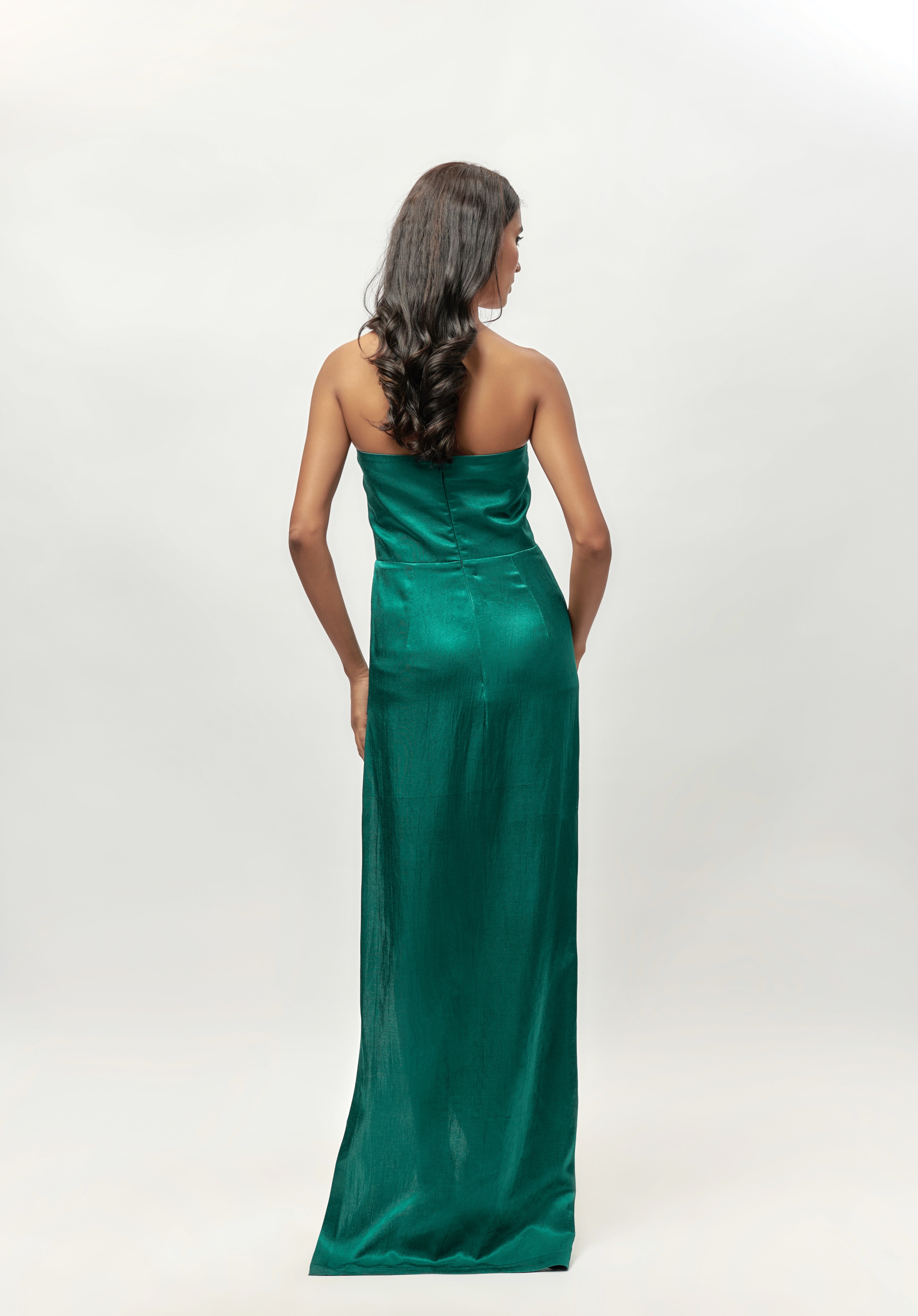 TEAL GREEN EMBELLISHED GOWN