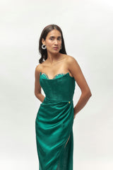 TEAL GREEN EMBELLISHED GOWN