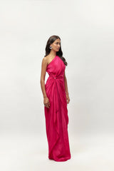 HOT PINK EMBELLISHED ONE SHOULDER GOWN