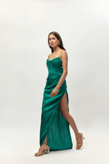 TEAL GREEN EMBELLISHED GOWN