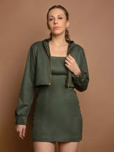 Olive Bodycon mini Dress with Jacket