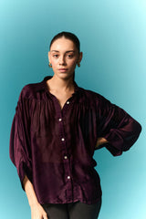 PURPLE PLEATED SHIRT