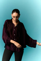 PURPLE PLEATED SHIRT